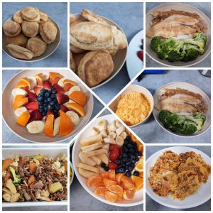 Collage of nutritious meals and snacks for children at an early learning centre.